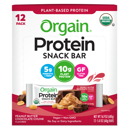 Organic Protein Snack Bar Peanut Butter Chocolate Chunk 12 Bars