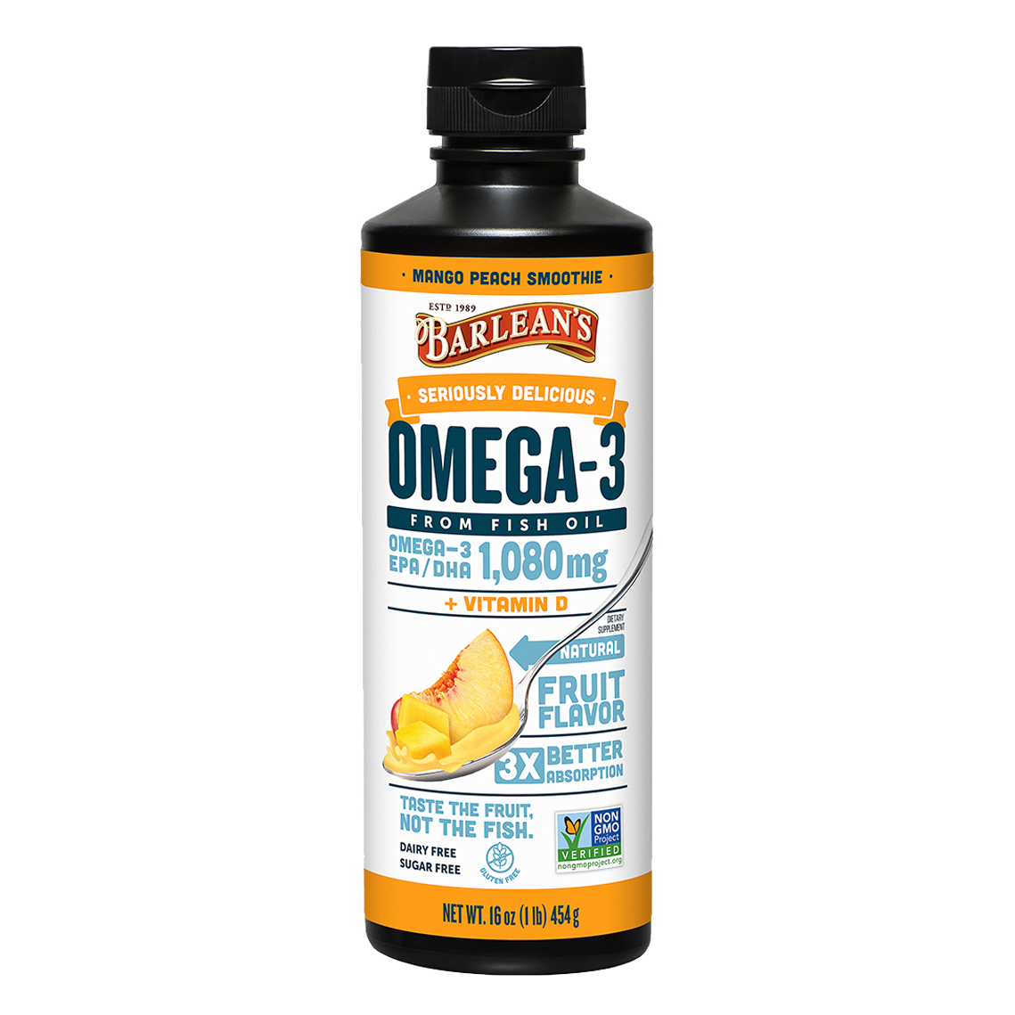 Seriously Delicious Omega-3 Mango Peach Smoothie 16 oz